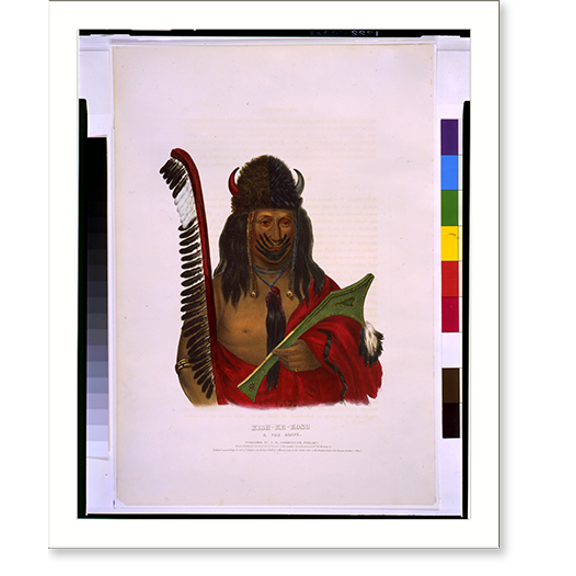 Historic Print, Kish-Ke-Kosh, a Fox brave.A.H.; drawn, printed & coloured at I.T. Bowens Lithographic Establishment. - 2, 16" x 20"