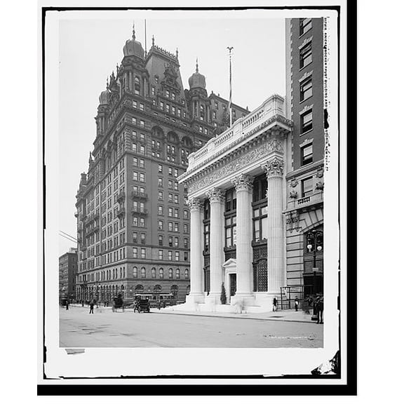 Historic Print, Knickerbocker Trust Building and [Waldorf] Astoria, New York, 18" x 24"