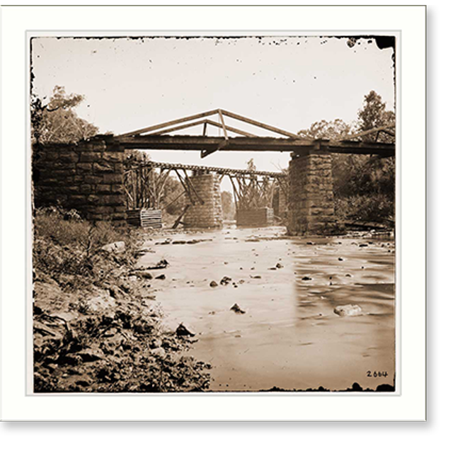 Historic Print, Knoxville Tennessee (vicinity). Railroad bridge across