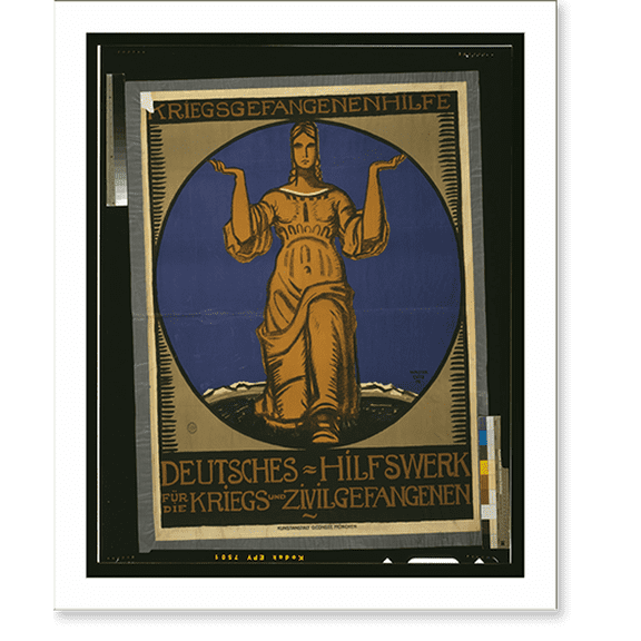 Historic Print, Kriegsgefangenenhilfe. Deutsches Hilfswerk für die Kriegs- und Zivilgefangenen.Walter Ditz, '19., 16" x 20"
