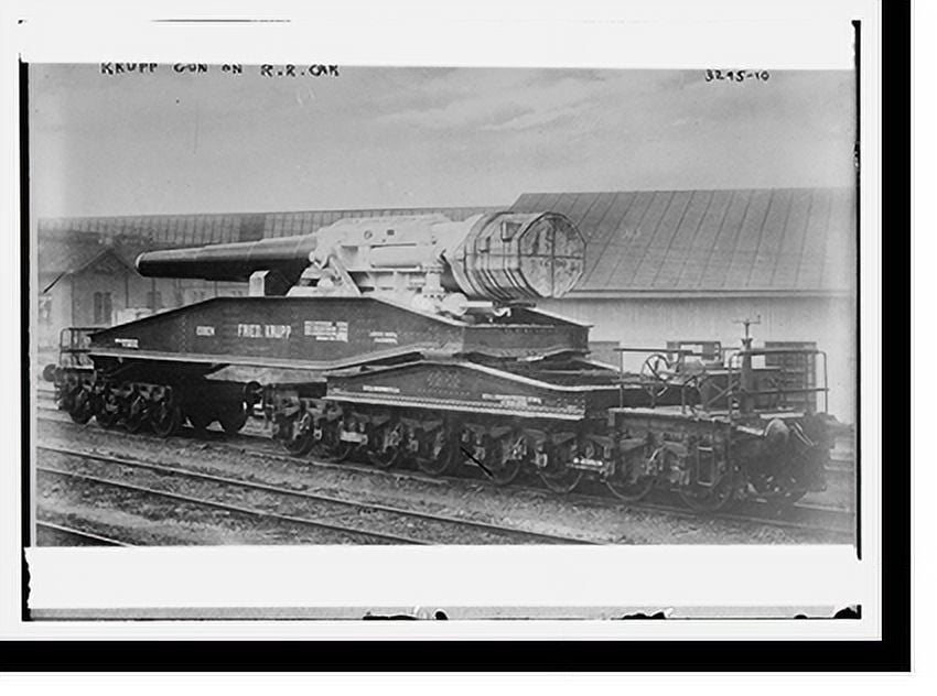 Historic Print, Krupp gun on R.R. car, 16" x 20"