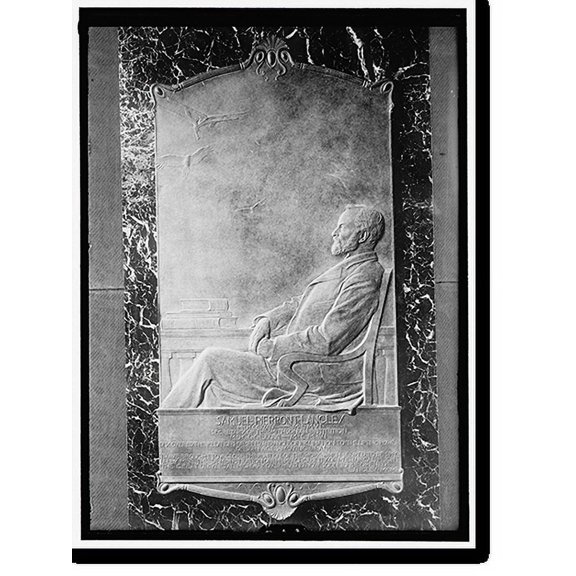 Historic Print, LANGLEY, SAMUEL PIERPONT. SECRETARY, SMITHSONIAN INSTITUTE. MEMORIAL TABLET IN ENTRANCE OF SMITHSONIAN, 16" x 20"