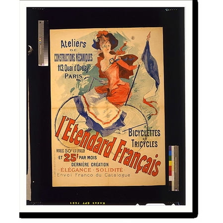 Historic Print, LEtendard franccedilais bicyclettes et tricycles. J. Cheacuteret 91., 16" x 20"