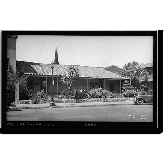 Historic Print, La Casa de Joaquin Carillo, 11 East Carrillo Street, Santa Barbara, Santa Barbara County, CA, 16" x 20"