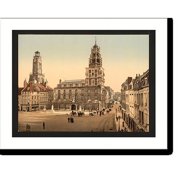 Historic Print, La Place dArmes Calais France, 16" x 20"