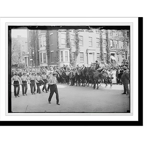 Historic Print, Labor Day Parade, marchers and equestrian reviewers, New York, 18" x 24"
