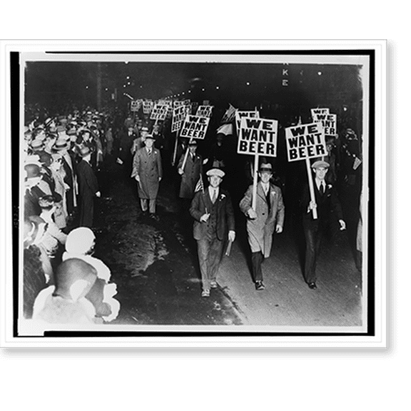 Historic Print, [Labor union members marching through Broad Street, Newark New Jersey, carrying signs reading We want beer" in protest of prohibition]", 16" x 20"