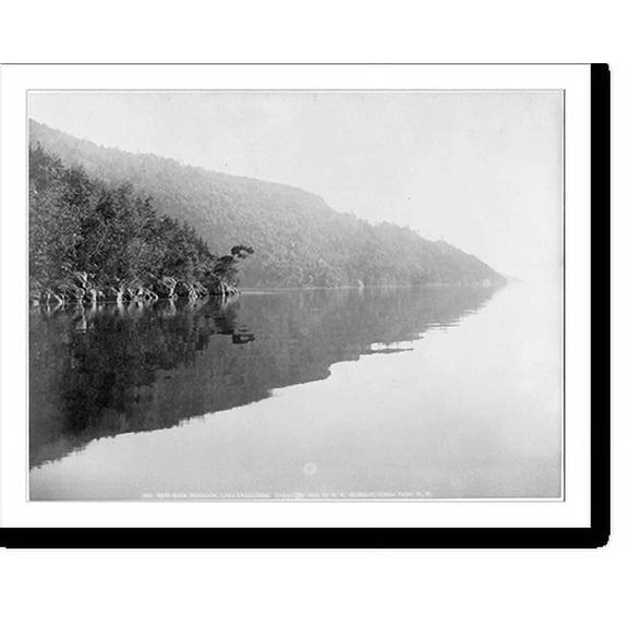 Historic Print, Lake Champlain [in the Adirondack Mtns., N.Y.]: Split Rock Mountain, 16" x 20"