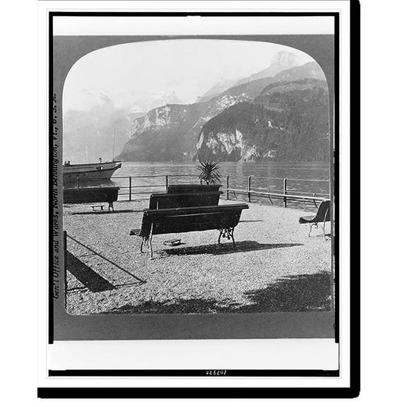 Historic Print, Lake Lucerne from Brunnen, Switzerland, 16" x 20"