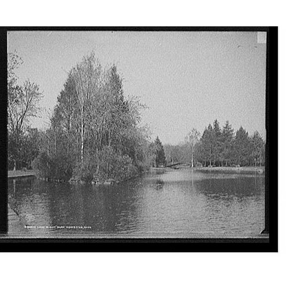 Historic Print, Lake in Elm Park, Worcester, Mass. - 2, 18" x 24"