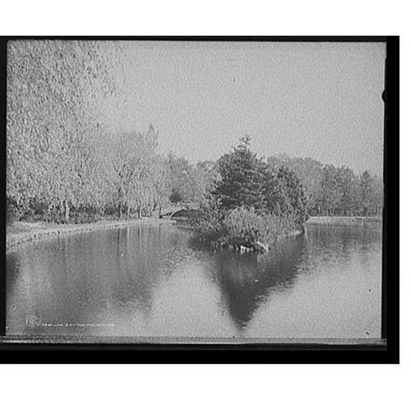Historic Print, Lake in Elm Park, Worcester, Mass. - 3, 18" x 24"
