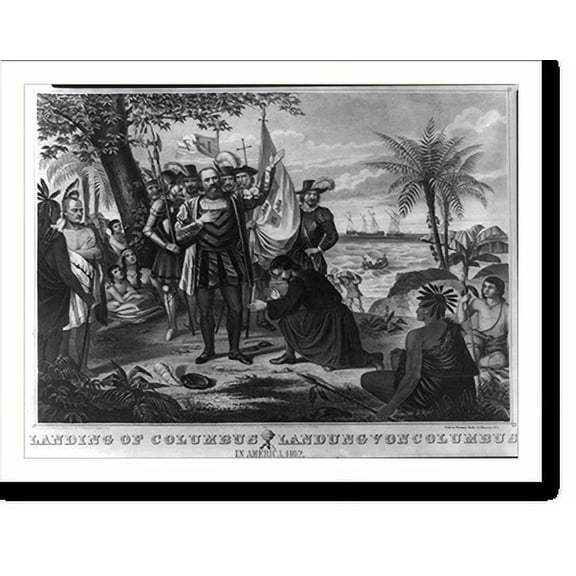 Historic Print, Landing of Columbus... in America, 1492, 18" x 24"