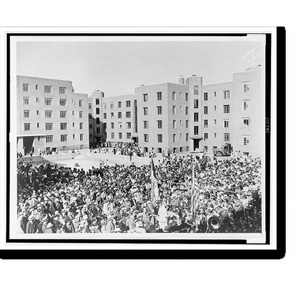 Historic Print, [Langdon W. Post speaking before crowd at Harlem River Housing], 18" x 24"