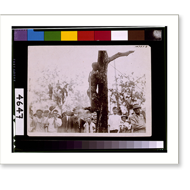 Historic Print, [Large crowd looking at the burned body of Jesse