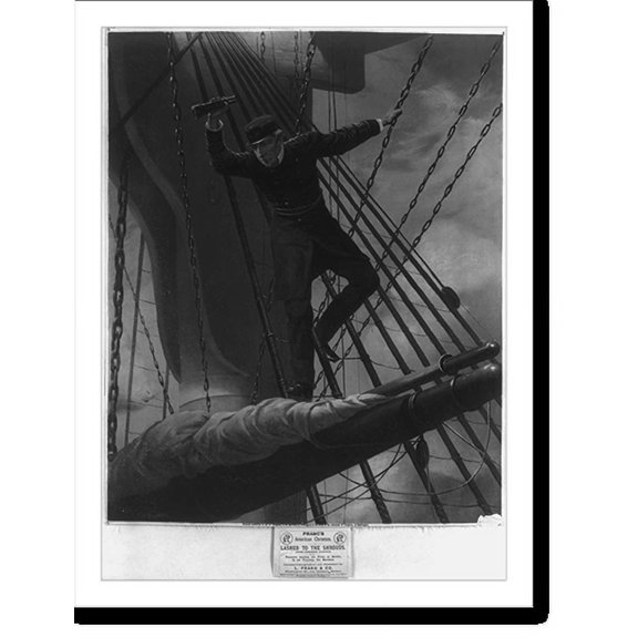 Historic Print, Lashed to the shrouds. Farragut passing the forts at Mobile, in his flagship Hartford.Prangs chromo ; after Theodore Kaufman., 16" x 20"