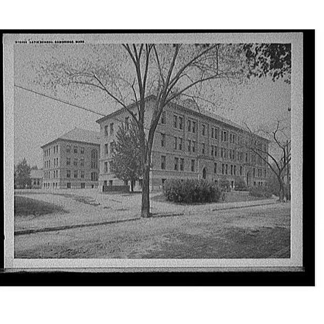 Historic Print, Latin school, Cambridge, Mass., 16" x 20"