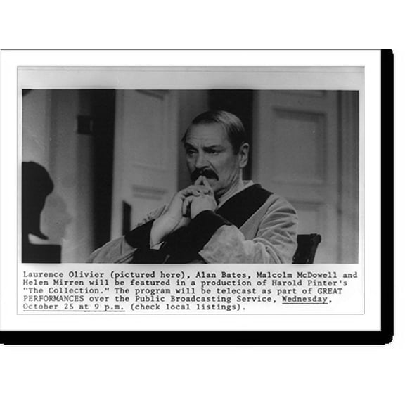 Historic Print, [Laurence Olivier, half-length portrait, seated, facing left, hands raised to chin], 18" x 24"