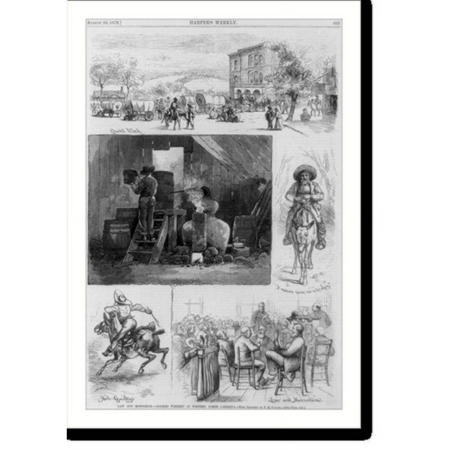 Historic Print, Law and moonshine crooked whiskey in North Carolina
