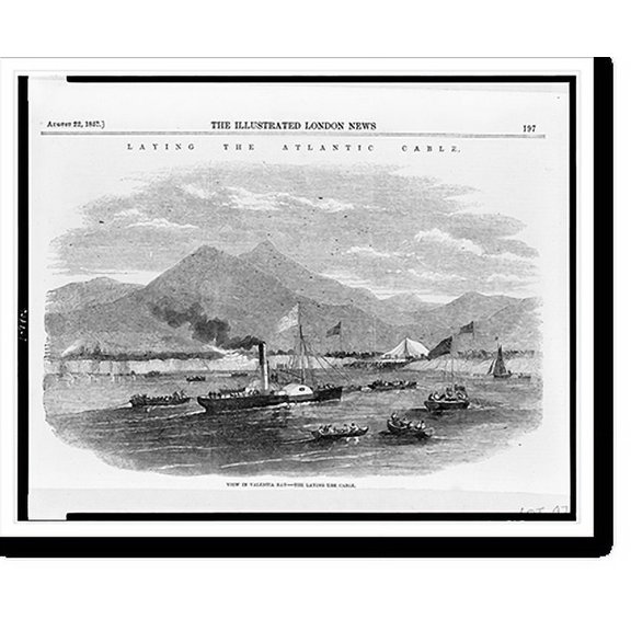 Historic Print, Laying the Atlantic Cable. View in Valentia Bay. the laying the cable, 16" x 20"