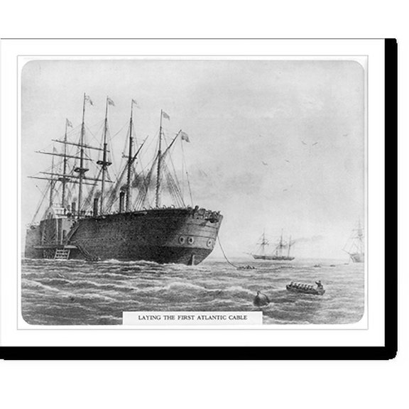 Historic Print, Laying the first Atlantic cable, 16" x 20"