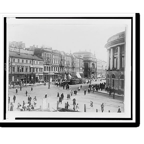 Historic Print, Leningrad. Corner of the 25th October Prospect (Nevsky) and July 3rd Street, 18" x 24"