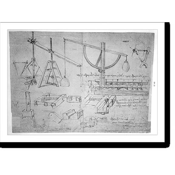 Historic Print, [Leonardo DaVinci. Inventions], 18" x 24"
