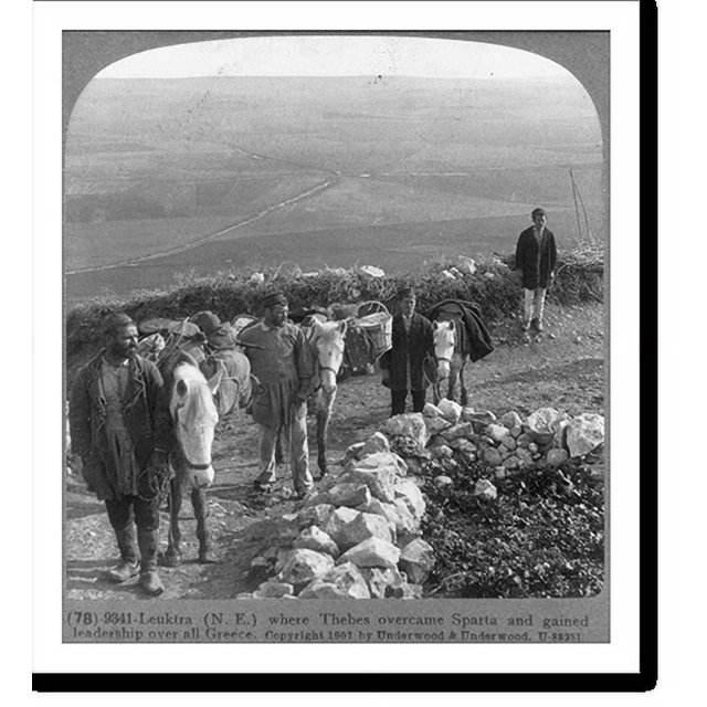 Historic Print, Leuktra (N.E.) where Thebes overcame Sparta and gained