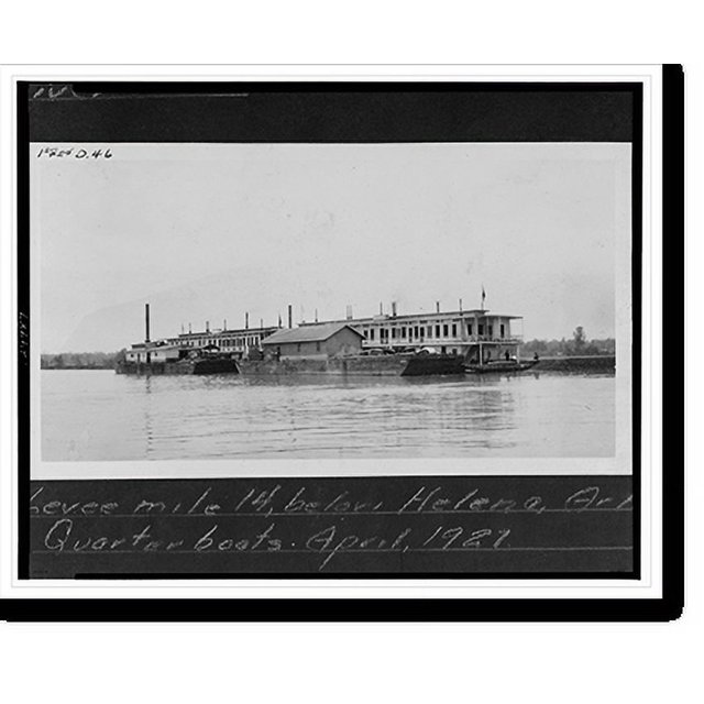 Historic Print, Levee mile 14, below Helena, Ark., quarterboats, 16" x