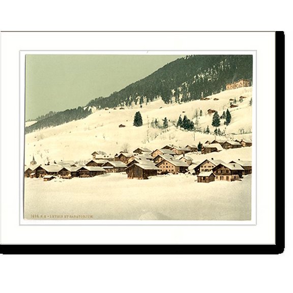 Historic Print, Leysin the village and sanatorium in winter Nand Canton of Switzerland, 16" x 20"