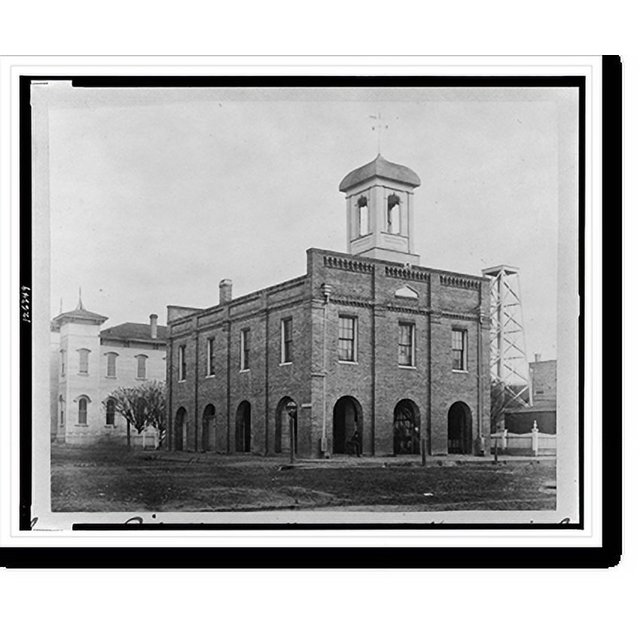 Historic Print, Library City Hall & hose tower Thomasville,