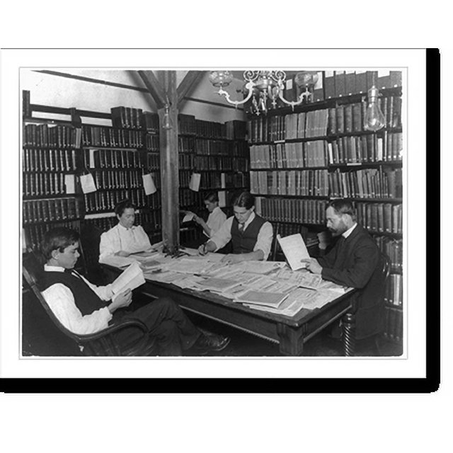 Historic Print, [Library interior, U.S. Bureau of Chemistry, Wash., D.C.; 5 persons reading], 16