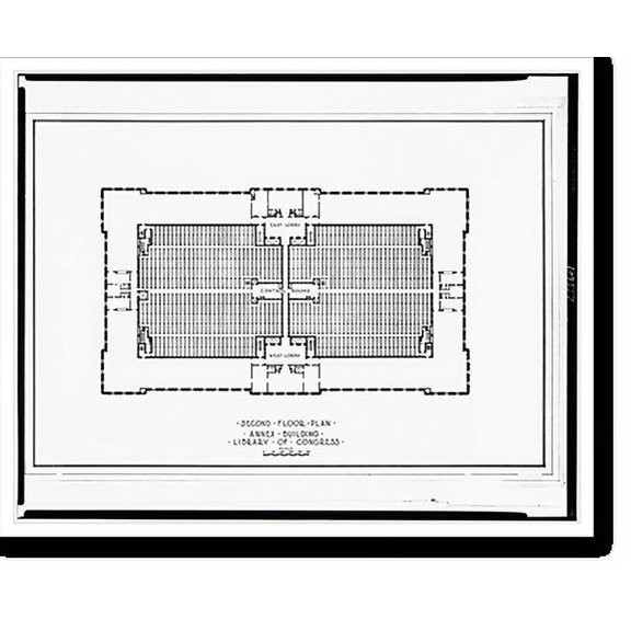 Historic Print, [Library of Congress (Annex Building"), Washington, D.C. Second floor plan]", 18" x 24"
