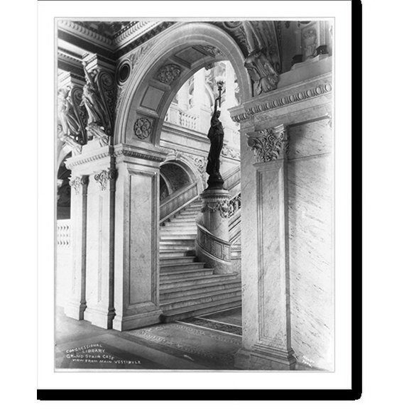 Historic Print, Library of Congress. Interior. Great Hall (detail), 16" x 20"