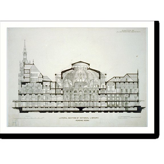 Historic Print, [Library of Congress (National Library"), Judiciary Square site, Washington, D.C. Section, German Renaissance]" - 3, 16" x 20"