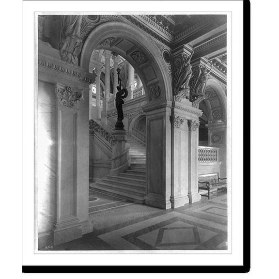 Historic Print, Library of Congress, Wash., D.C. (Main Bldg): Interior - Great Hall (detail), 18" x 24"
