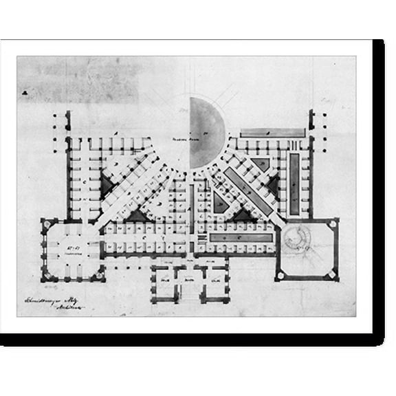 Historic Print, [Library of Congress, Washington, D.C. Partial floor plan], 18" x 24"