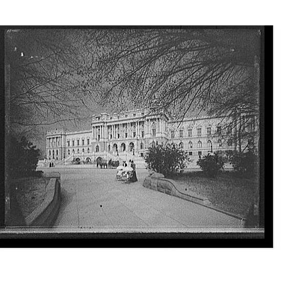 Historic Print, [Library of Congress facade, dark sky, Washington, D.C.], 16" x 20"