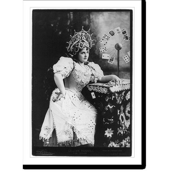 Historic Print, [Lillian Russell, 1861-1922, three-quarters length, seated, facing right; with cards at table, in the Tzigane" (fortune teller)]", 18" x 24"