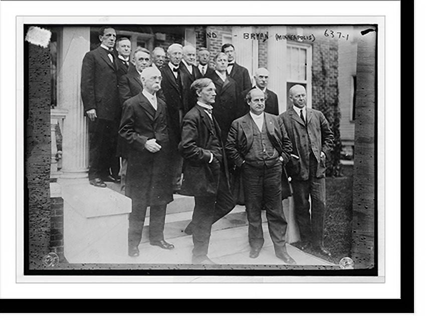 Historic Print, Lind, Bryan, and others, on steps, Minneapolis, Minn