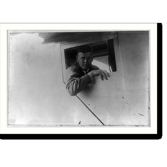 Historic Print, Lindbergh in cockpit, 18" x 24"