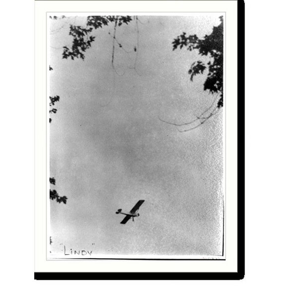 Historic Print, [Lindbergh in plane in flight], 18" x 24"