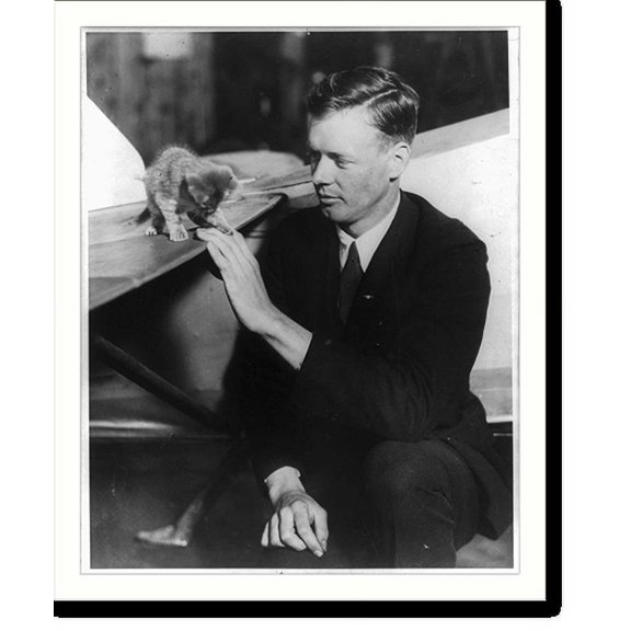 Historic Print, Lindbergh with cat, 18" x 24"