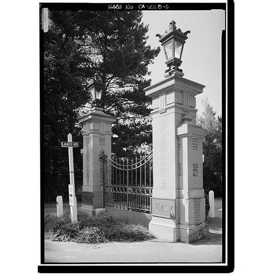 Historic Print, Linden Towers Gates, Middlefield Road at James Lane, Atherton, San Mateo County, CA - 6, 18" x 24"