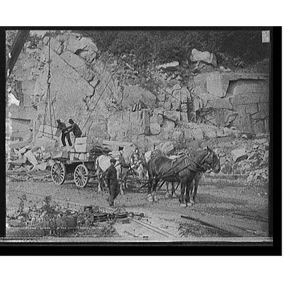 Historic Print, Loading, a New England granite quarry, 18" x 24"