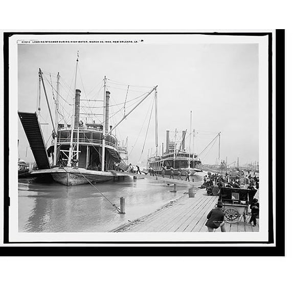 Historic Print, Loading steamer during high water, March 23, 1903, New Orleans, La. - 2, 16" x 20"