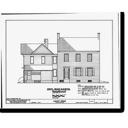 Historic Print, Locust Grove, State Roads 34 & 32, Greenwood vicinity, Sussex County, DE - 7, 16" x 20"