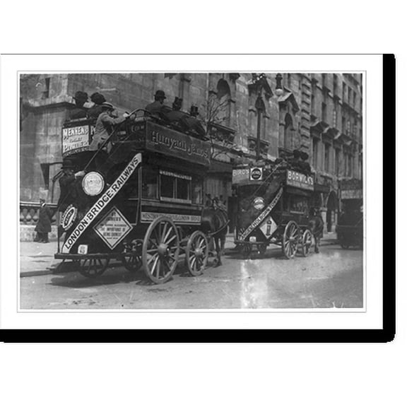 Historic Print, London, England - London buses, 18" x 24"