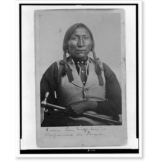 Historic Print, [Lone Wolf, a Kiowa chief, half-length portrait, seated, facing front, holding tomahawk], 16" x 20"