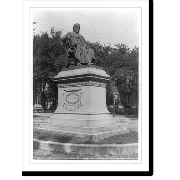 Historic Print, Longfellow statue, Portland, Maine, 16" x 20"