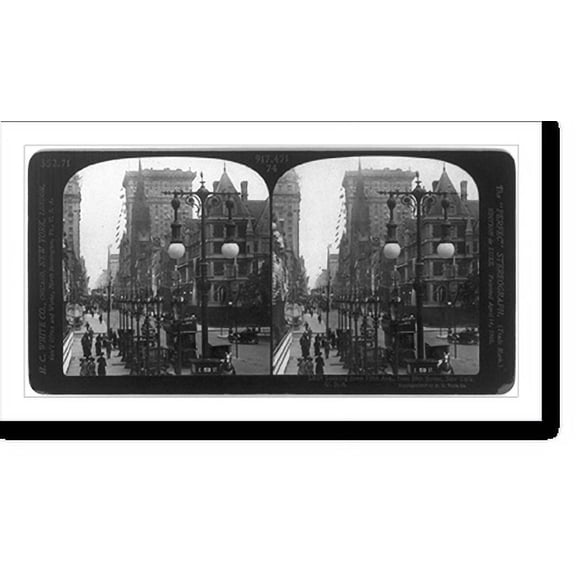 Historic Print, Looking down Fifth Ave., from 59th Street, New York, 16" x 20"